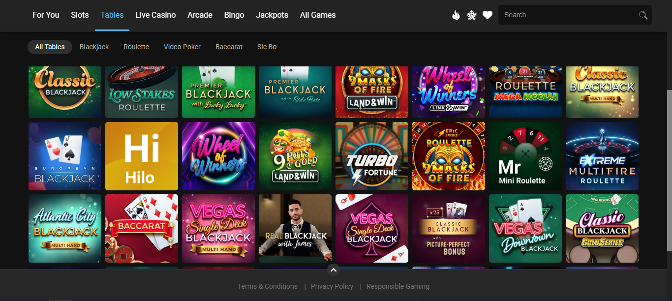 All Slots Casino Ontario table games