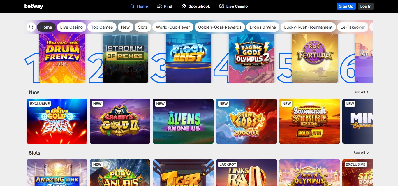 Betway Casino Ontario home page