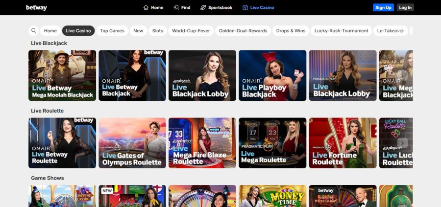 Betway Casino Ontario live dealer games
