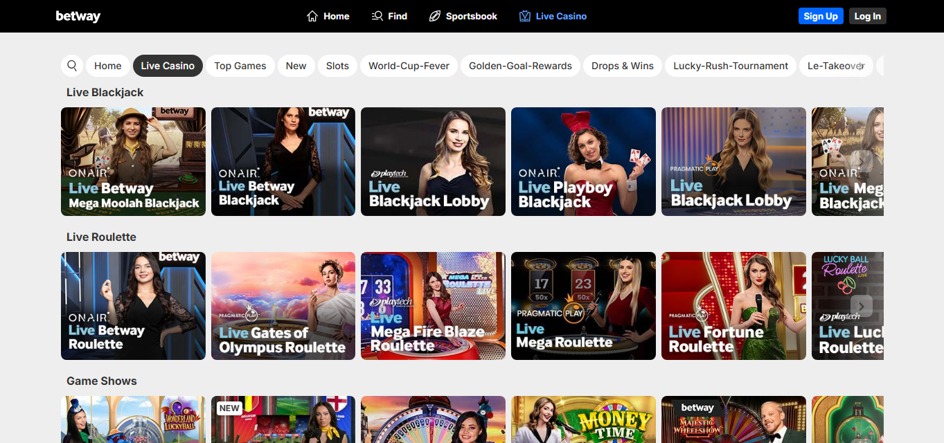 Betway Casino Ontario live dealer games