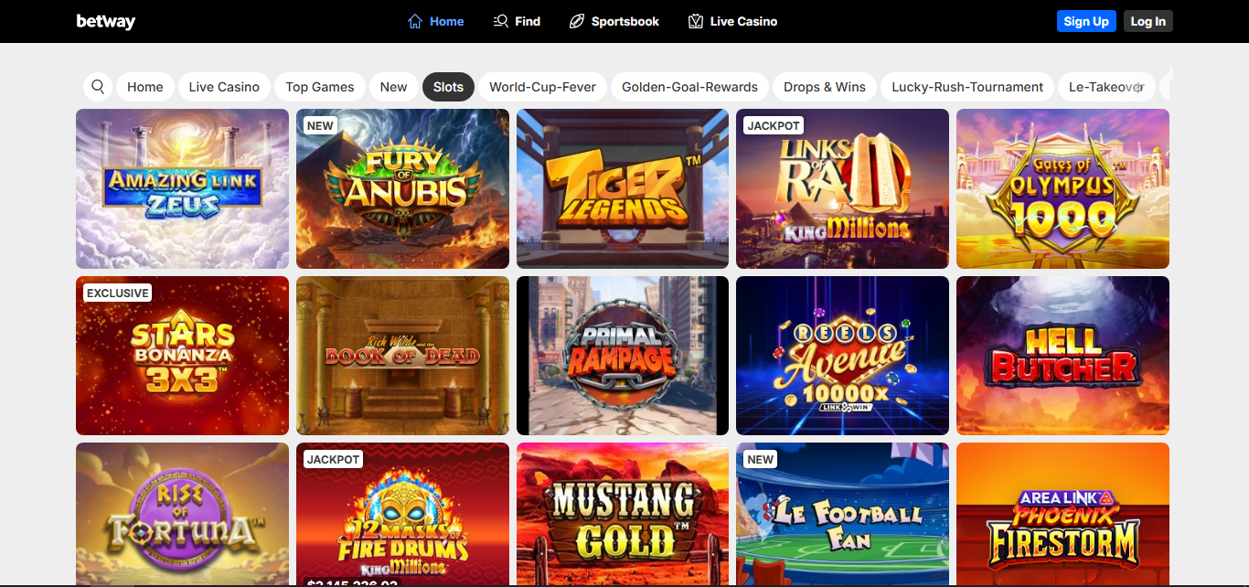 Betway Casino Ontario slots selection
