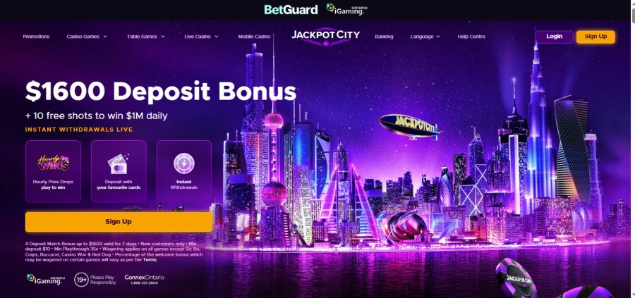 Jackpot City Casino Ontario home page