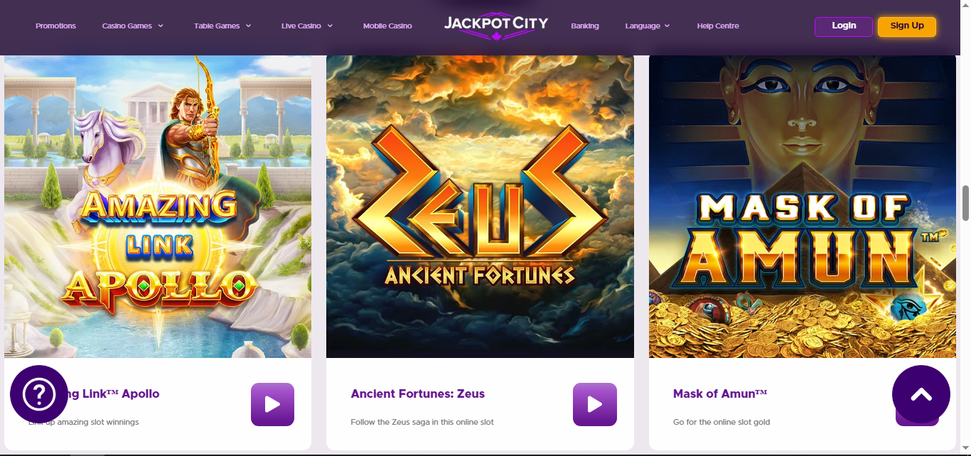 Jackpot City Casino Ontario slots selection