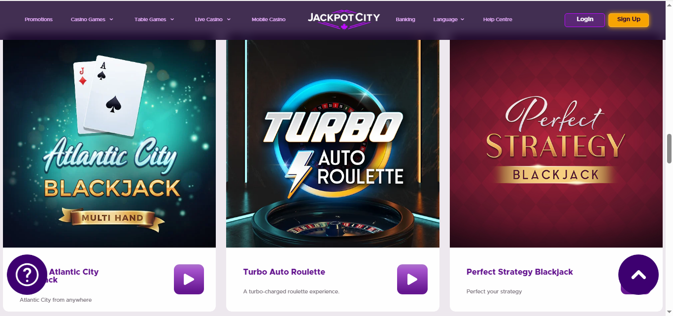Jackpot City Casino Ontario table games