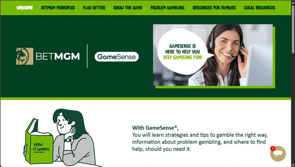 BetMGM Ontario GameSense responsible gambling page